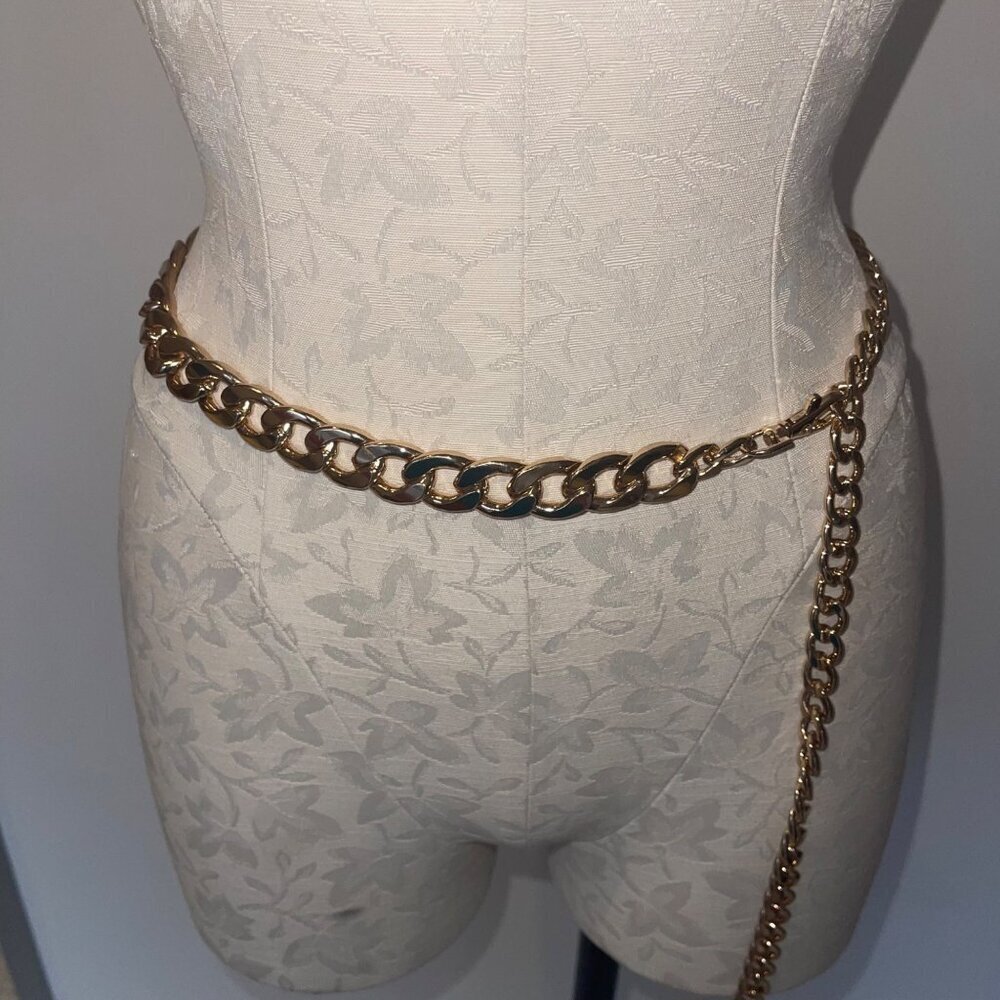 Vince Camuto Womens Belt One Size Gold Toned Chain Lobster Claw Waist